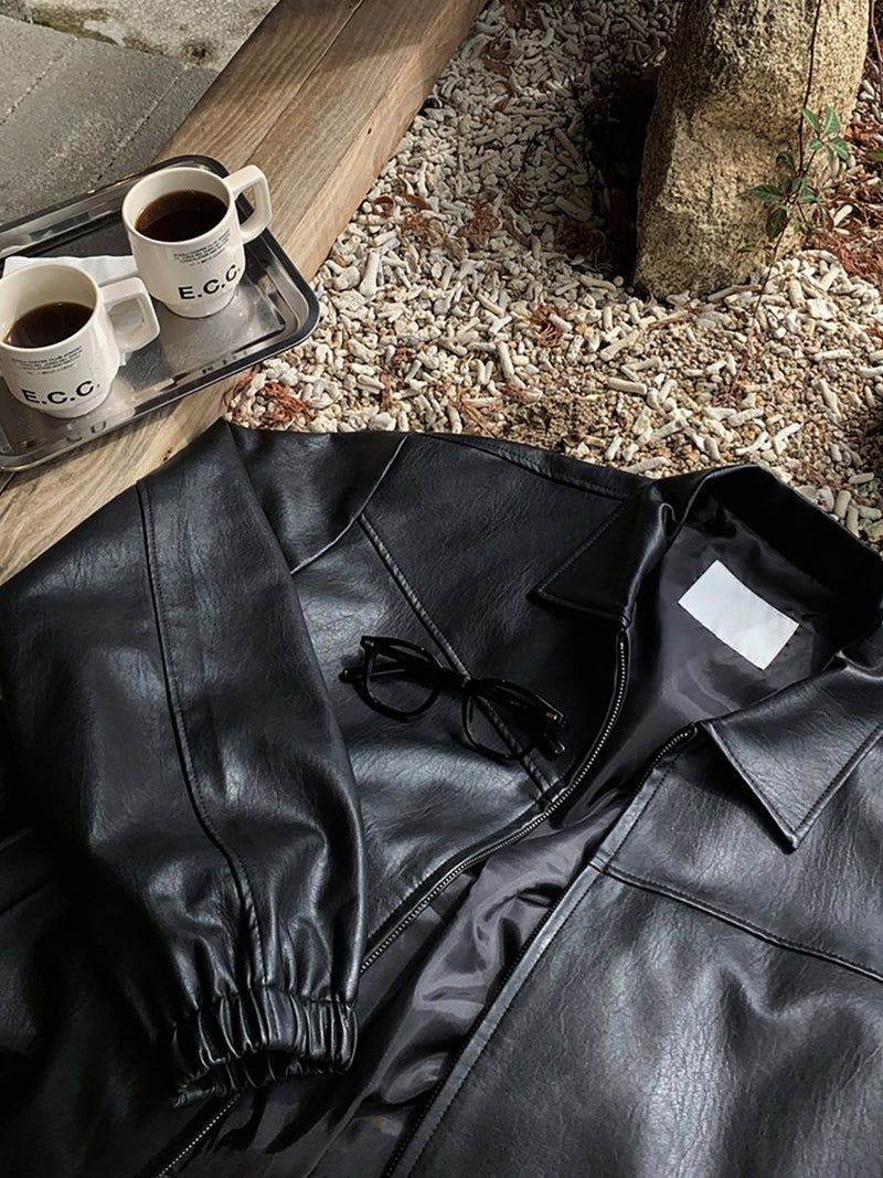 Lapel Leather Jacket OR4630 - 韓国メンズファッション通販 - ORUN - 