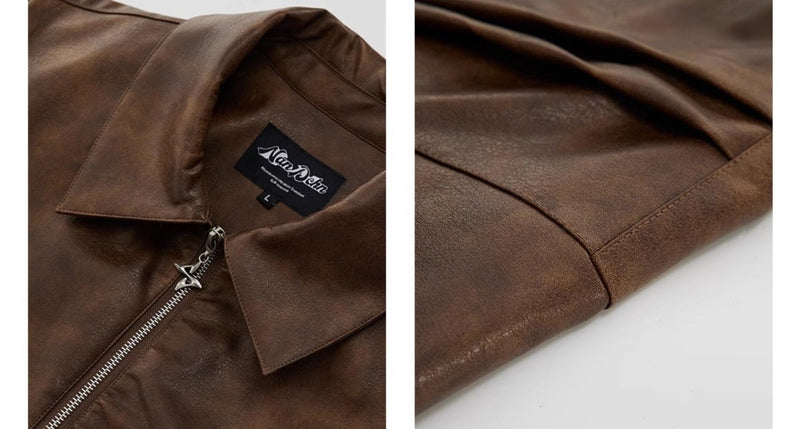 Lapel Leather Jacket OR4635 - 韓国メンズファッション通販 - ORUN - 
