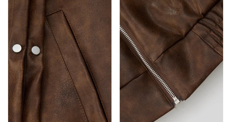 Lapel Leather Jacket OR4635 - 韓国メンズファッション通販 - ORUN - 