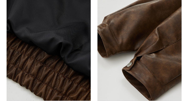 Lapel Leather Jacket OR4635 - 韓国メンズファッション通販 - ORUN - 