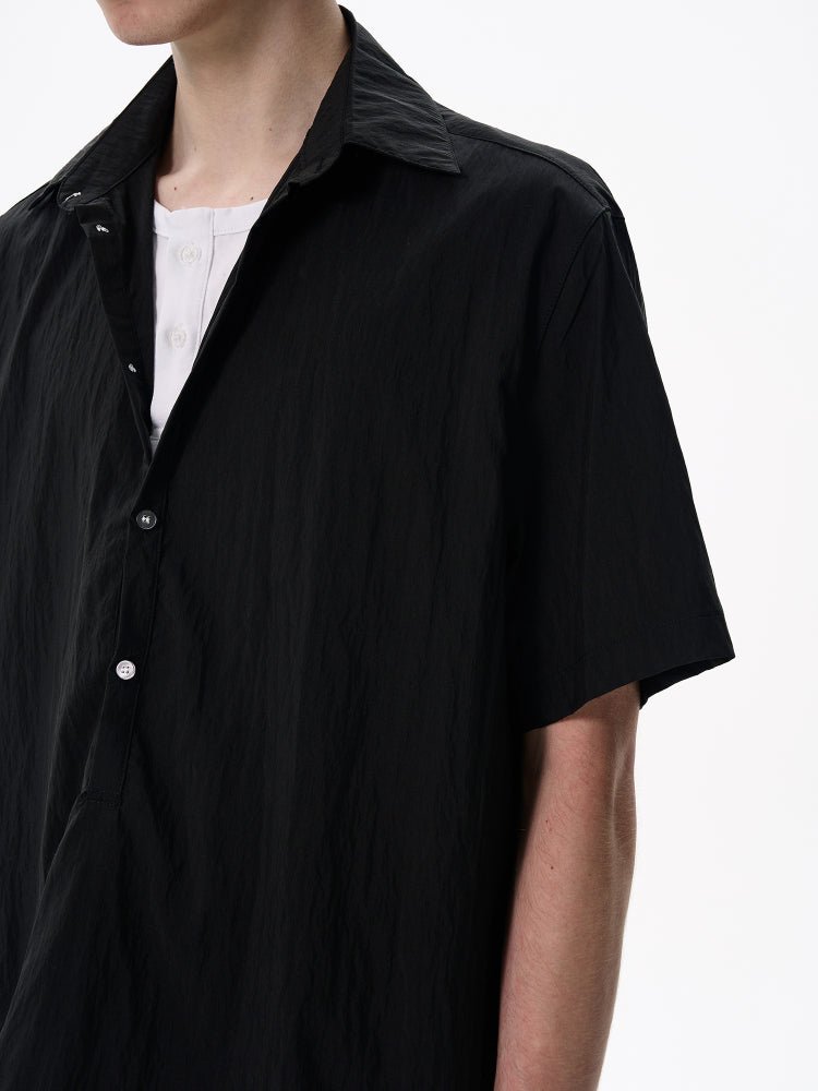 レイヤード開襟シャツ メンズ ドローコード｜Layered Open SHIRT OR4419 - 韓国メンズファッション通販 - ORUN - 