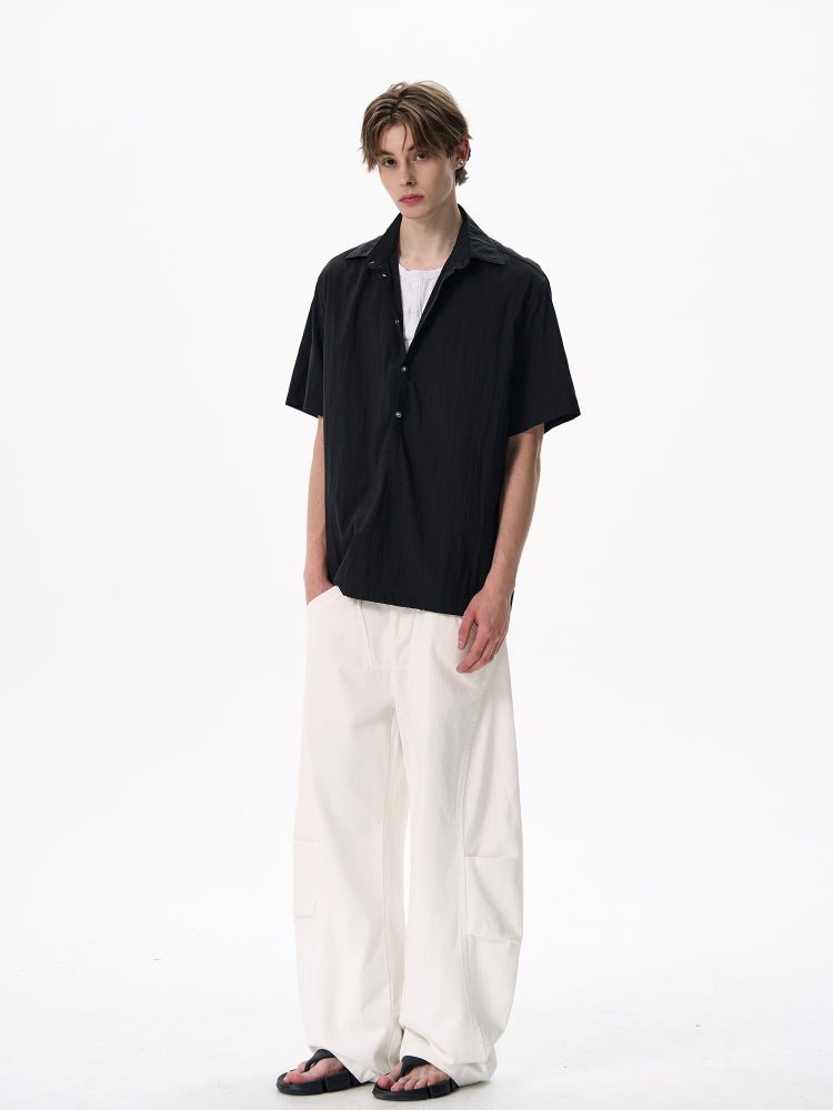 レイヤード開襟シャツ メンズ ドローコード｜Layered Open SHIRT OR4419 - 韓国メンズファッション通販 - ORUN - 