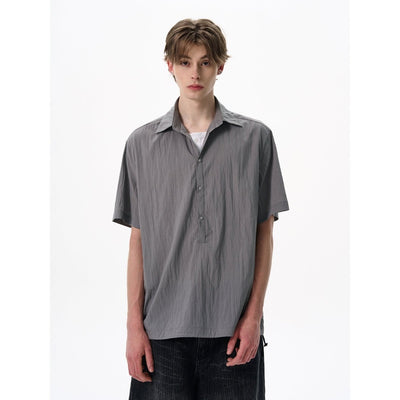 レイヤード開襟シャツ メンズ ドローコード｜Layered Open SHIRT OR4419 - 韓国メンズファッション通販 - ORUN - 