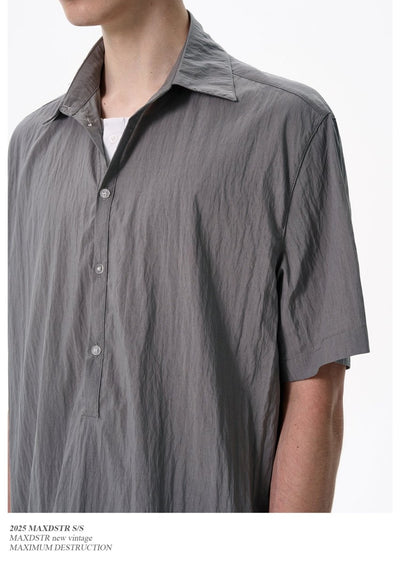 レイヤード開襟シャツ メンズ ドローコード｜Layered Open SHIRT OR4419 - 韓国メンズファッション通販 - ORUN - 