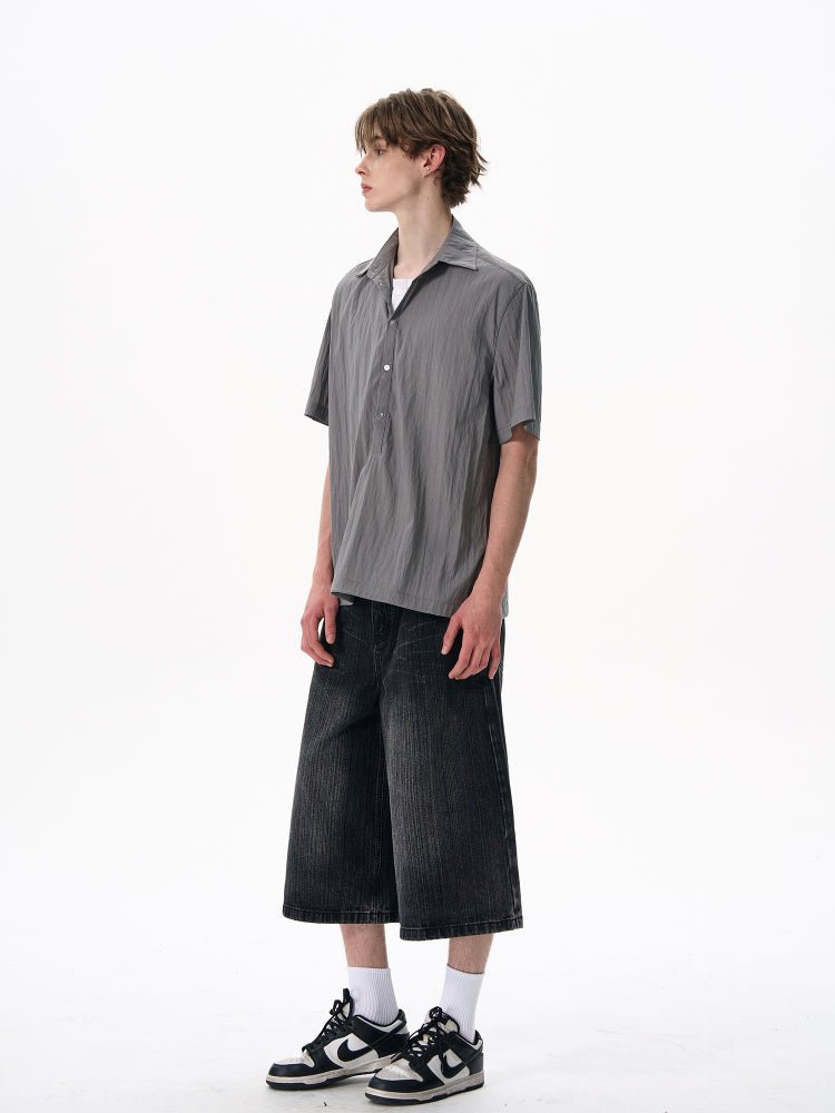 レイヤード開襟シャツ メンズ ドローコード｜Layered Open SHIRT OR4419 - 韓国メンズファッション通販 - ORUN - 