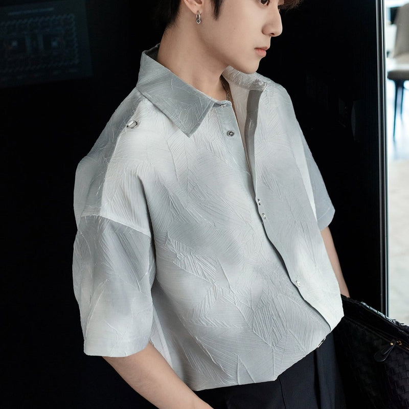 Leaf embossed short sleeve shirt OR4390 - 韓国メンズファッション通販 - ORUN - 
