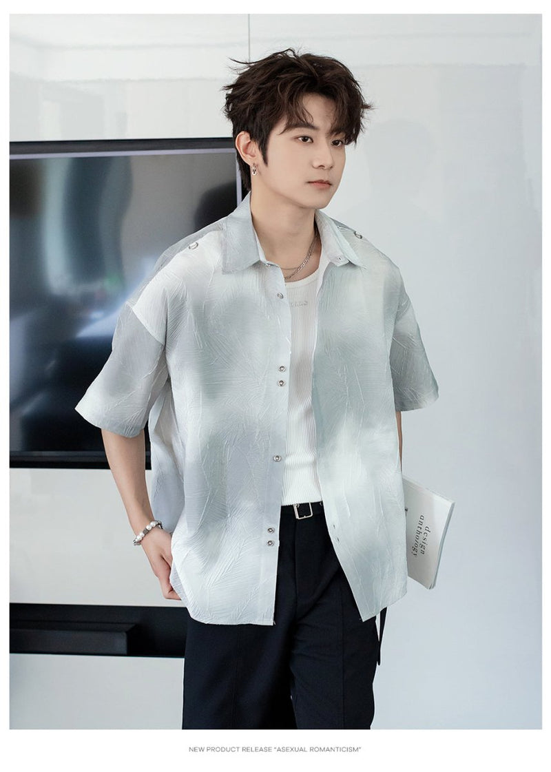 Leaf embossed short sleeve shirt OR4390 - 韓国メンズファッション通販 - ORUN - 