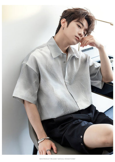Leaf embossed short sleeve shirt OR4390 - 韓国メンズファッション通販 - ORUN - 