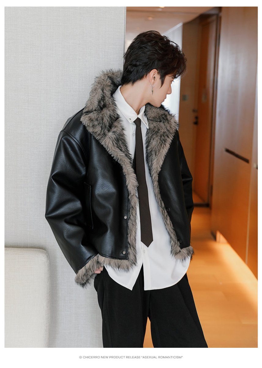 Leather fur jacket OR3833 – 韓国メンズファッション通販 - ORUN -