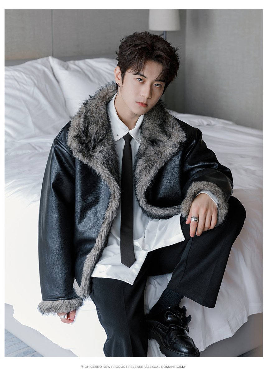 Leather fur jacket OR3833 – 韓国メンズファッション通販 - ORUN -