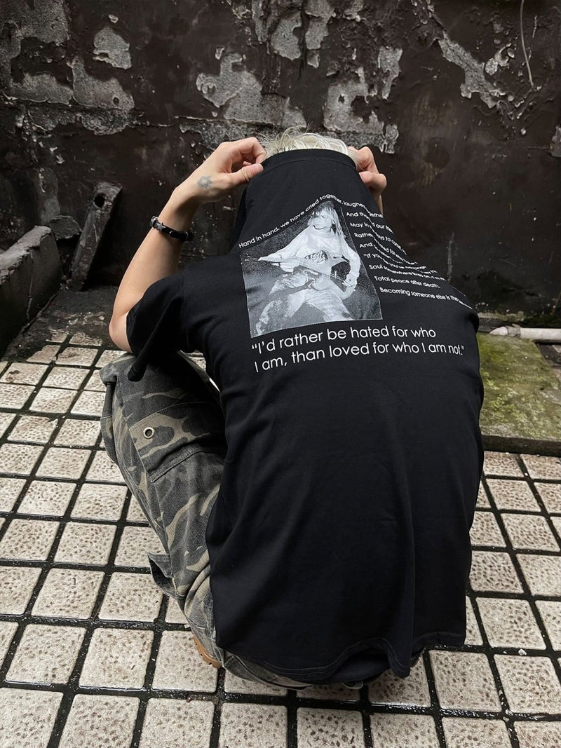 Letter print short sleeve T - shirt OR3279 - ORUN