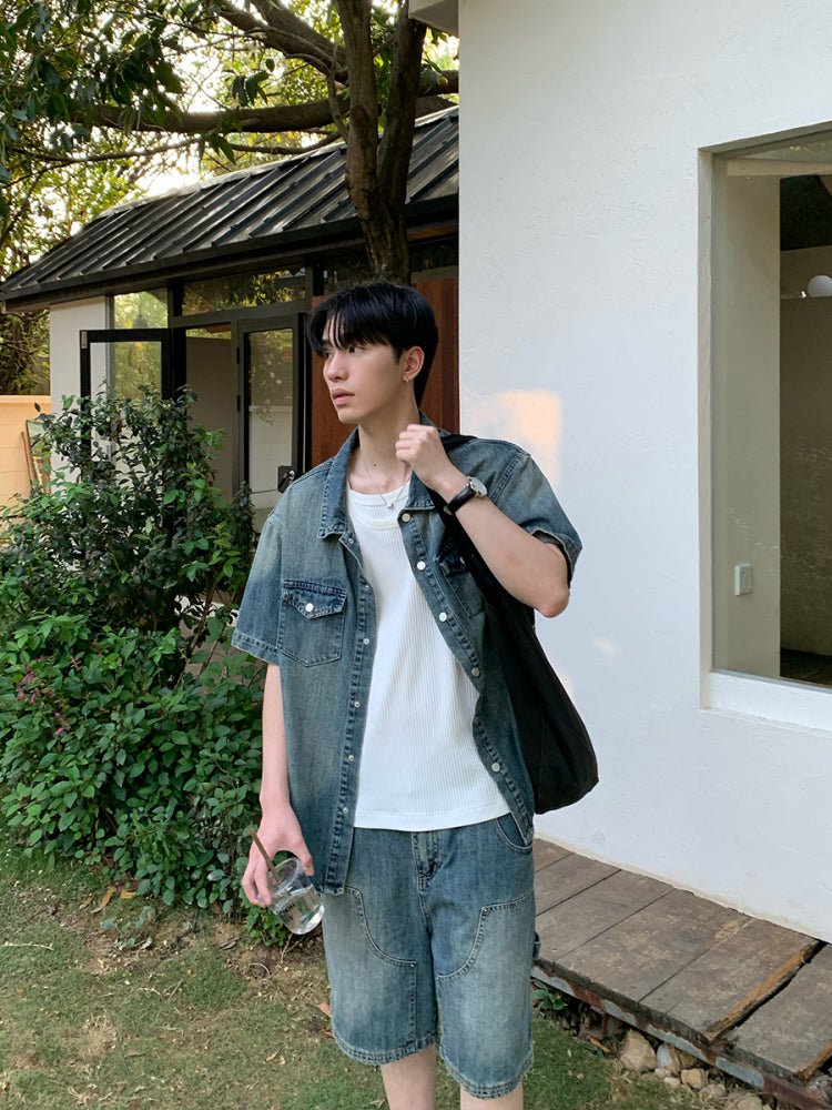 デニムセットアップ メンズ ライト｜Light Denim SHIRT SET
