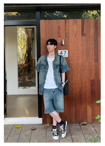 デニムセットアップ メンズ ライト｜Light Denim SHIRT SET OR4371 - 韓国メンズファッション通販 - ORUN - 