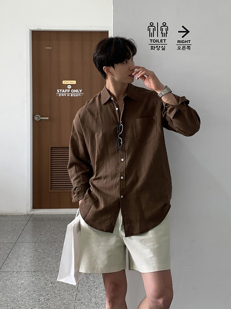 Linen Blend Shorts OR4357 - 韓国メンズファッション通販 - ORUN - 