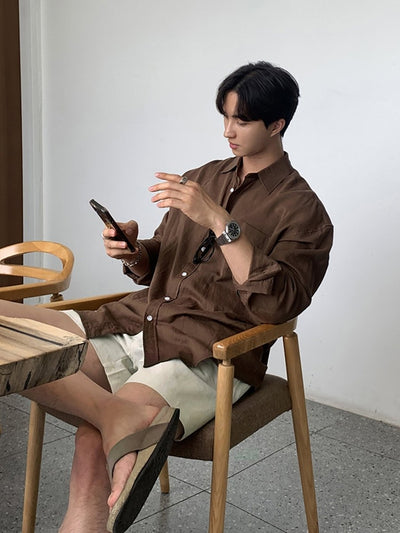 Linen Blend Shorts OR4357 - 韓国メンズファッション通販 - ORUN - 