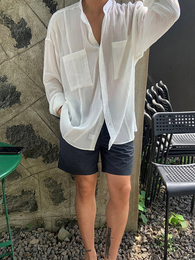 Linen blend summer shirt OR4425 - 韓国メンズファッション通販 - ORUN - 