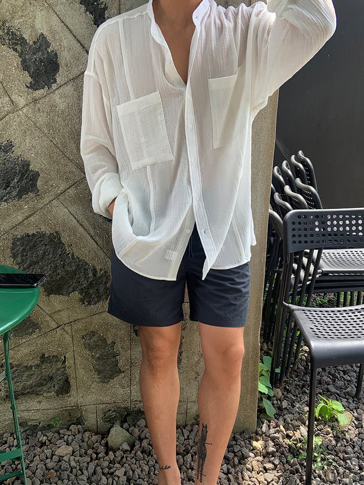 Linen blend summer shirt OR4425 - 韓国メンズファッション通販 - ORUN - 