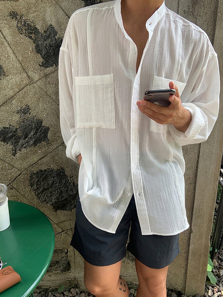 Linen blend summer shirt OR4425 - 韓国メンズファッション通販 - ORUN - 