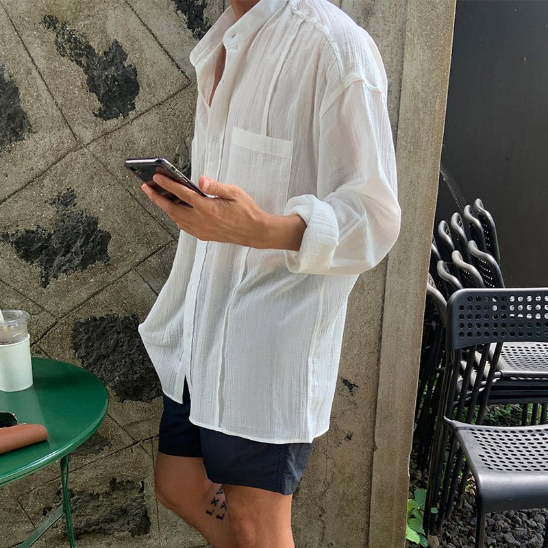 Linen blend summer shirt OR4425 - 韓国メンズファッション通販 - ORUN - 