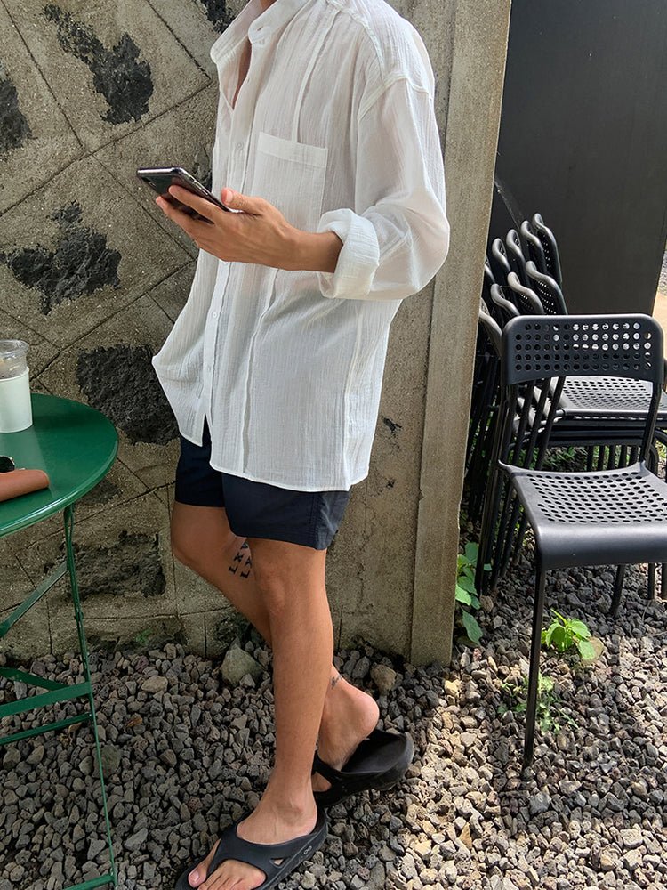 Linen blend summer shirt OR4425 - 韓国メンズファッション通販 - ORUN - 