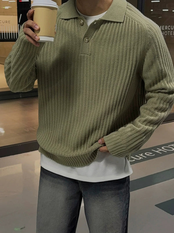 リブ編みポロカラールーズニット OR5599
