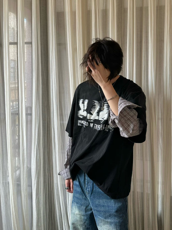 グラフィックフェイクレイヤードTシャツ OR5511