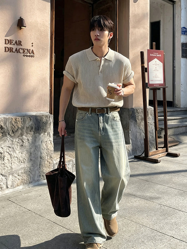 デニムウォッシュワイドストレートパンツ OR5458