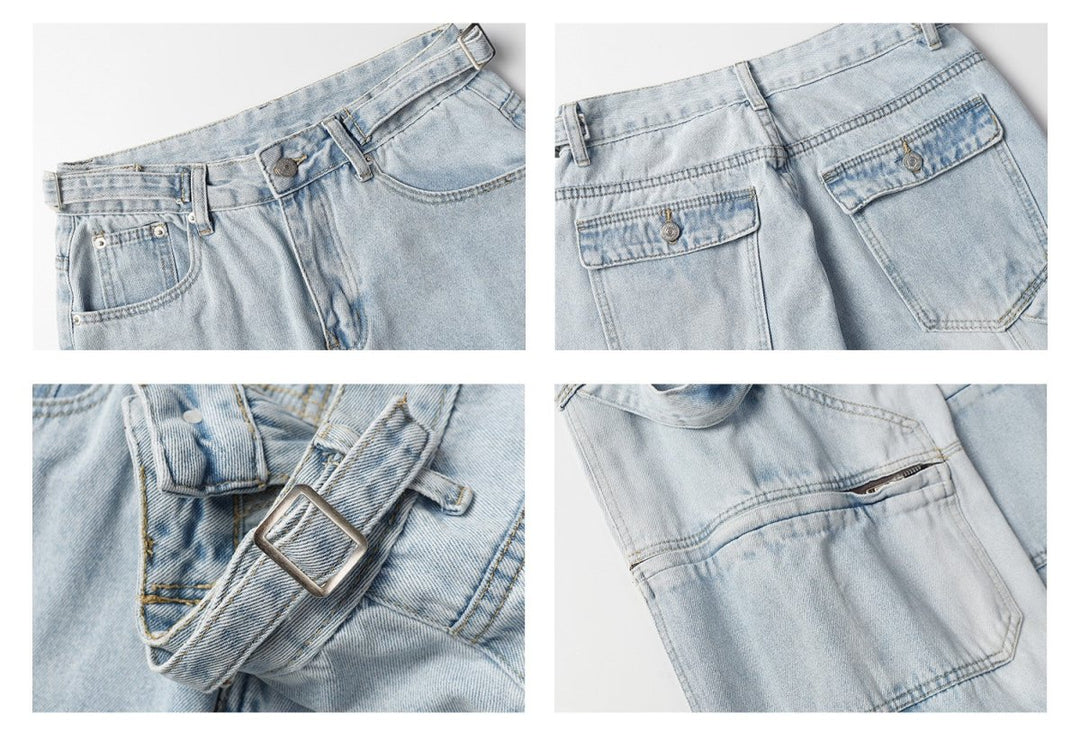 パンツ multi pocket cargo denim pants Generic Men'S Cargo Jeans Multi Pocket Denim Trousers Casual