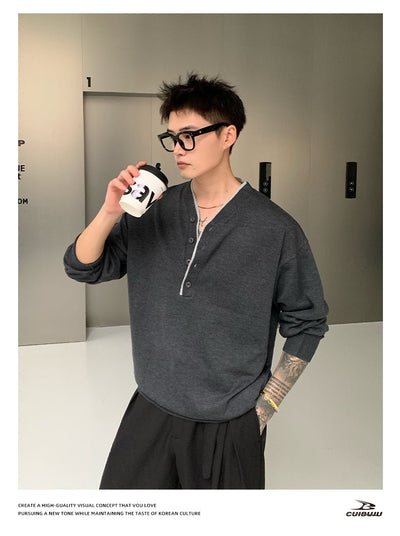 No - collar loose knit T-shirt OR4723 - 韓国メンズファッション通販 - ORUN - 