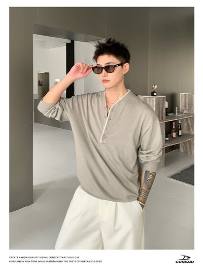 No - collar loose knit T-shirt OR4723 - 韓国メンズファッション通販 - ORUN - 