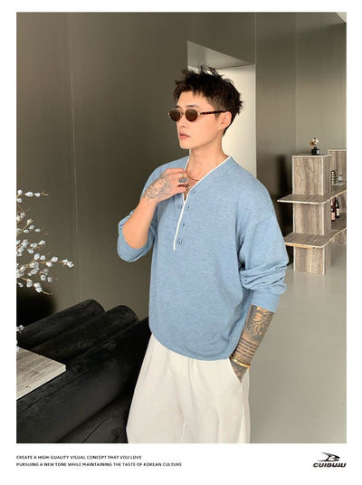 No - collar loose knit T-shirt OR4723 - 韓国メンズファッション通販 - ORUN - 