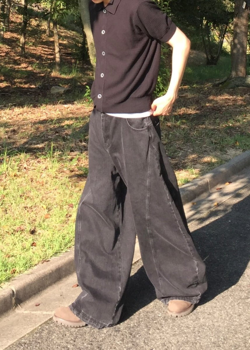 シーム・ワイドバルーンデニムパンツ NS - 008 - 韓国メンズファッション通販 - ORUN - 