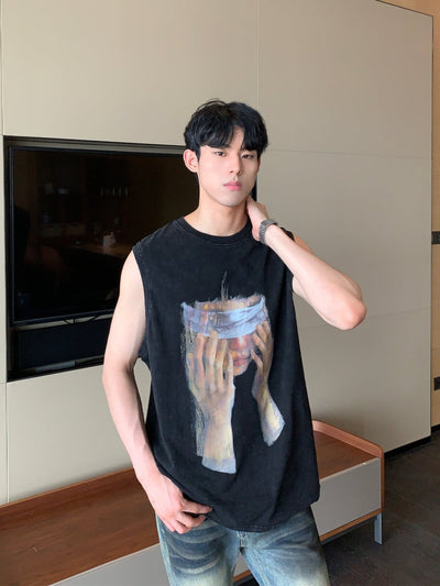 Oil painting sleeveless T - shirt OR3352 - ORUN