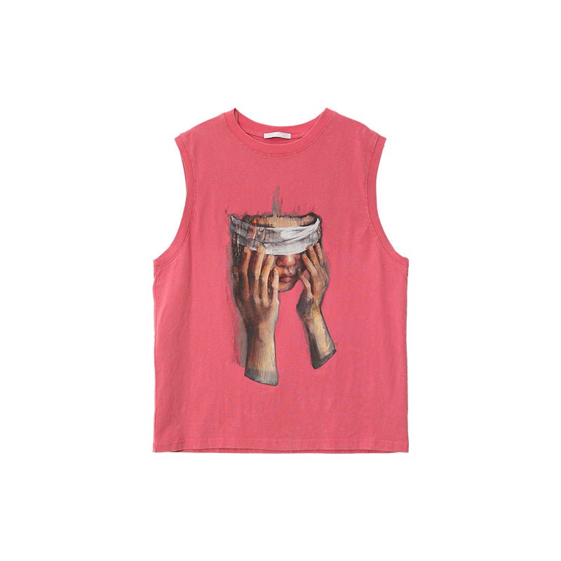 Oil painting sleeveless T - shirt OR3352 - ORUN