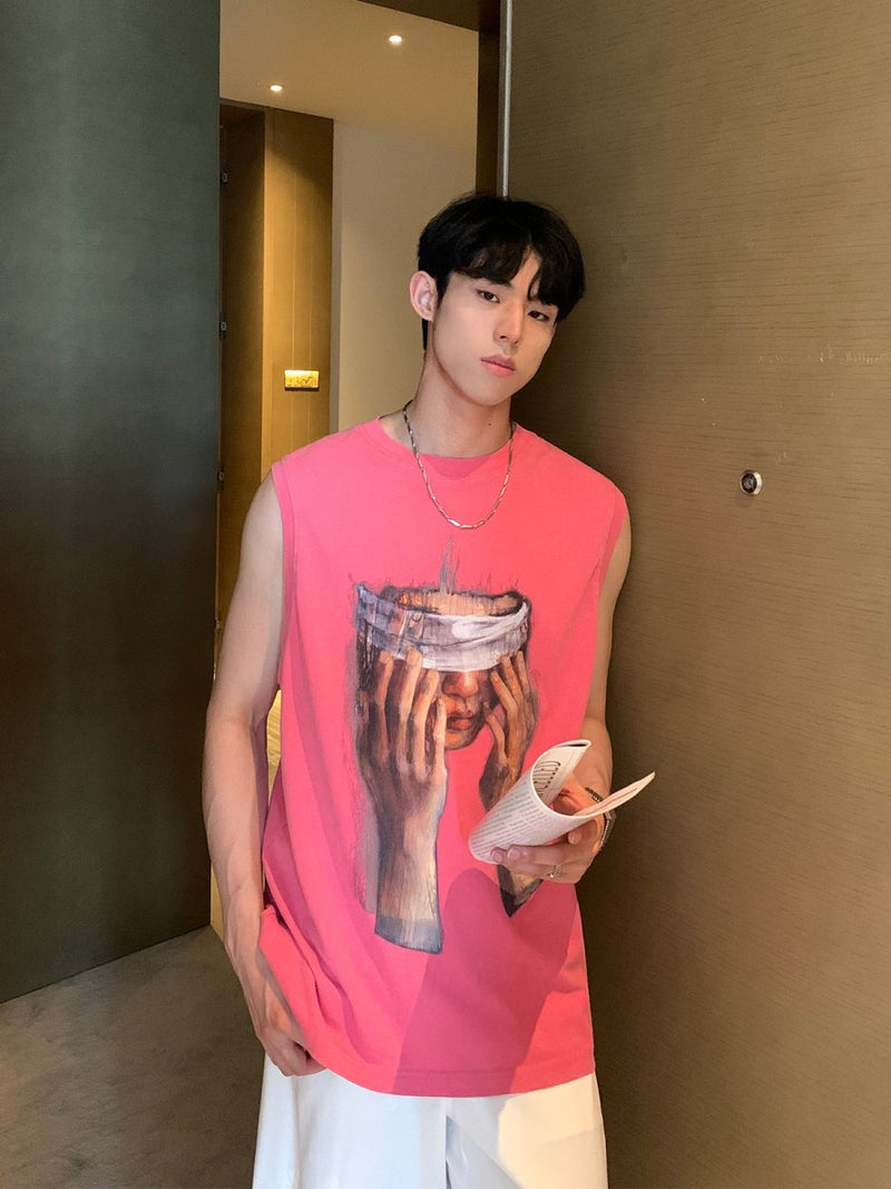 Oil painting sleeveless T - shirt OR3352 - ORUN