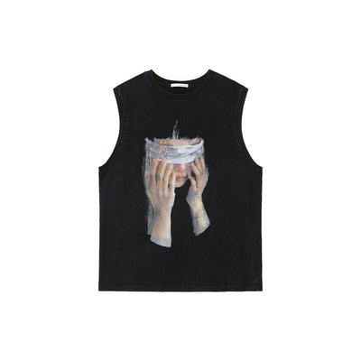 Oil painting sleeveless T - shirt OR3352 - ORUN