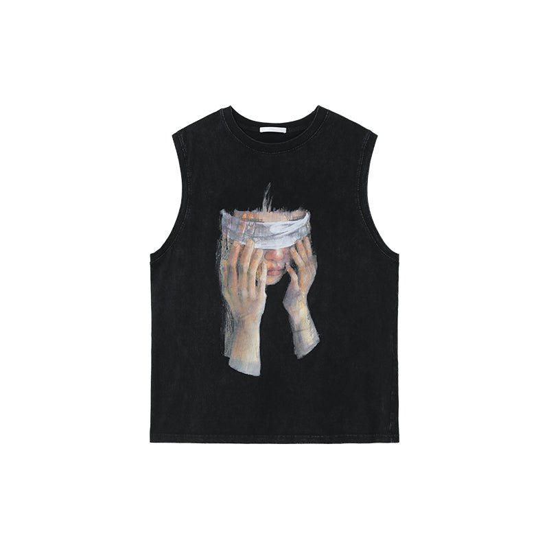 Oil painting sleeveless T - shirt OR3352 - ORUN