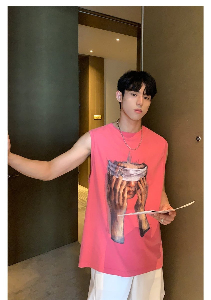 Oil painting sleeveless T - shirt OR3352 - ORUN