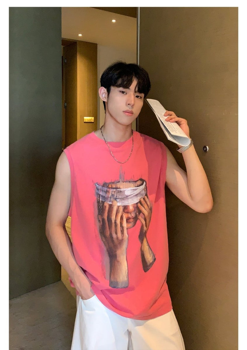 Oil painting sleeveless T - shirt OR3352 - ORUN