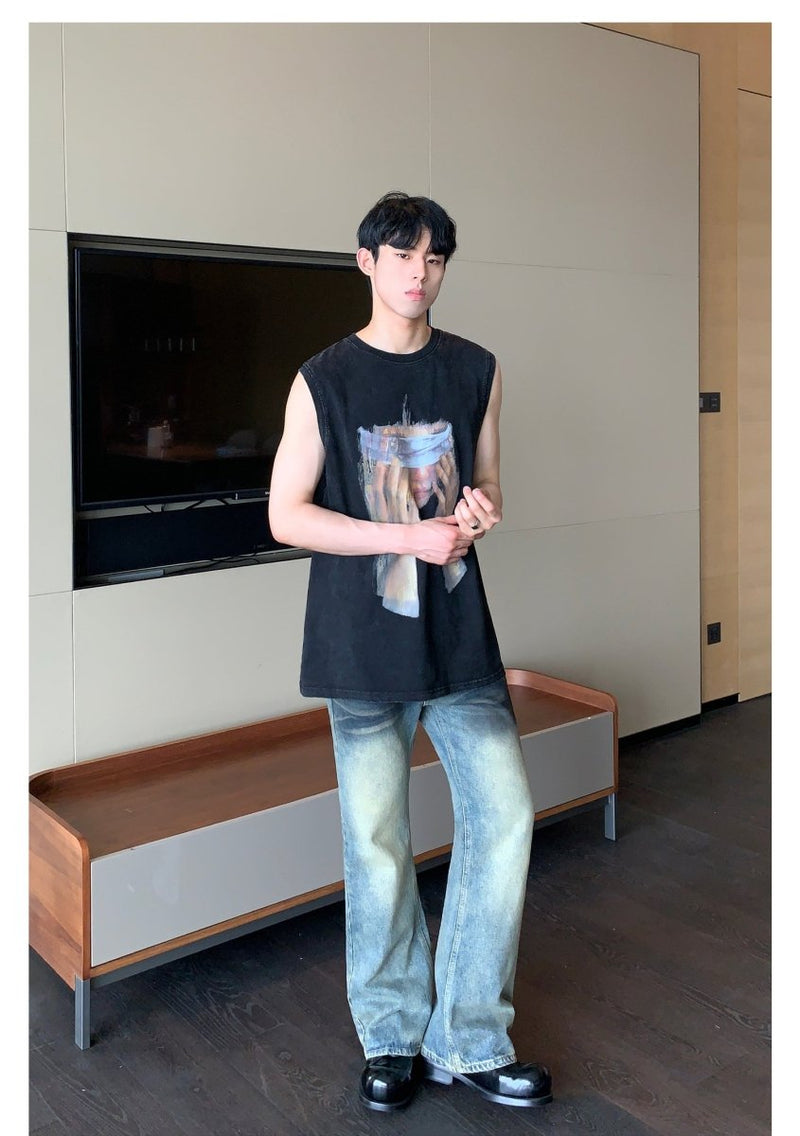 Oil painting sleeveless T - shirt OR3352 - ORUN