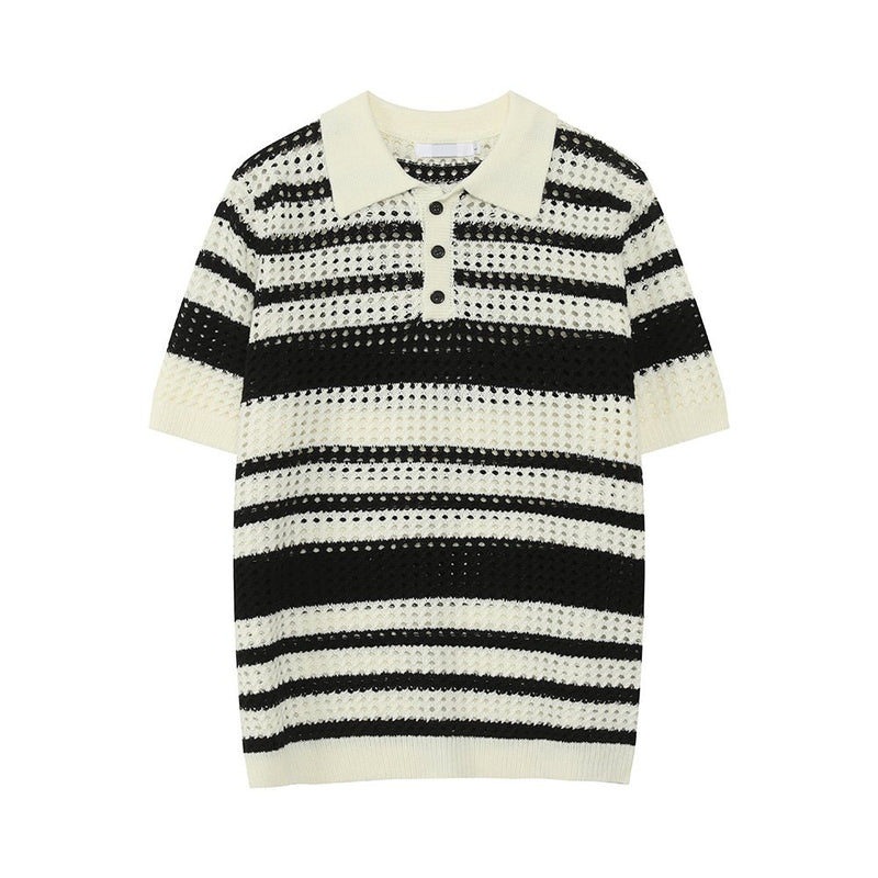 メッシュニット ボーダー ポロシャツ OR4443 - 韓国メンズファッション通販 - ORUN - 
