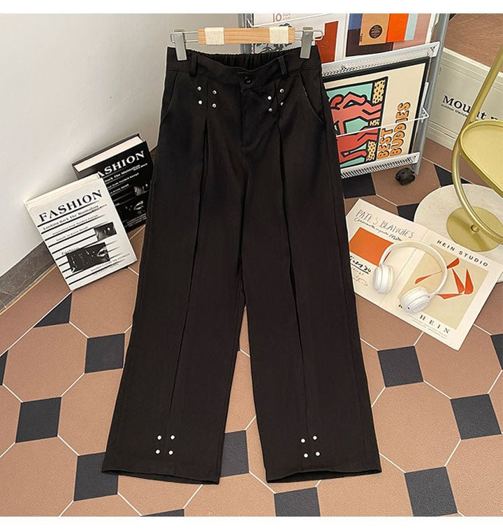 ponpon 韓国 スラックス フォールドウエスト・ワイドスラックス OR4533 – 韓国メンズ