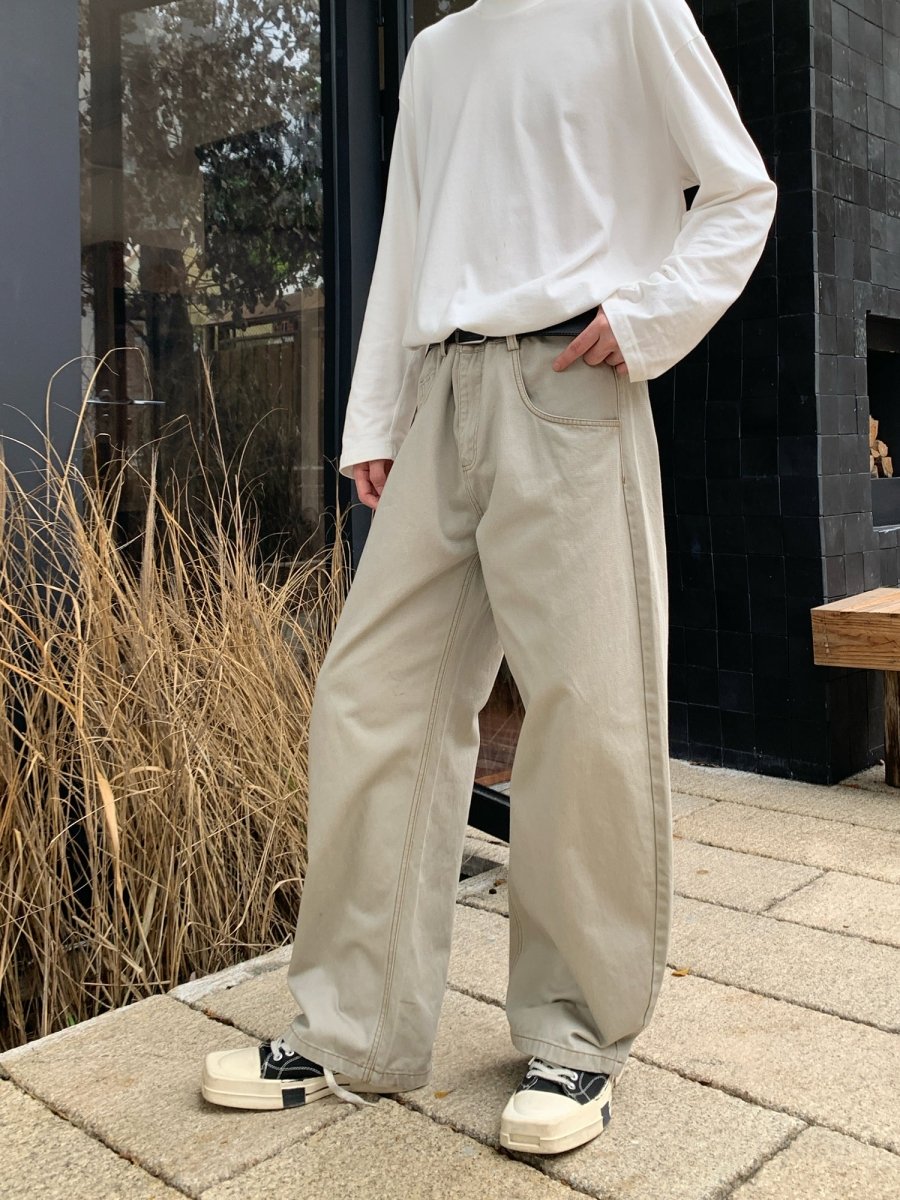 エクリュカラー・スーパーワイドバギーデニム OR4580 – 韓国メンズ