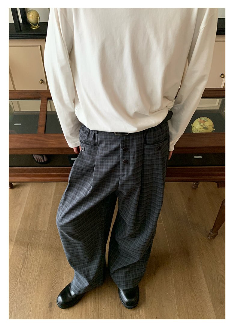 フラップポケット・チェック柄ワイドパンツ OR4582 - 韓国メンズファッション通販 - ORUN - 