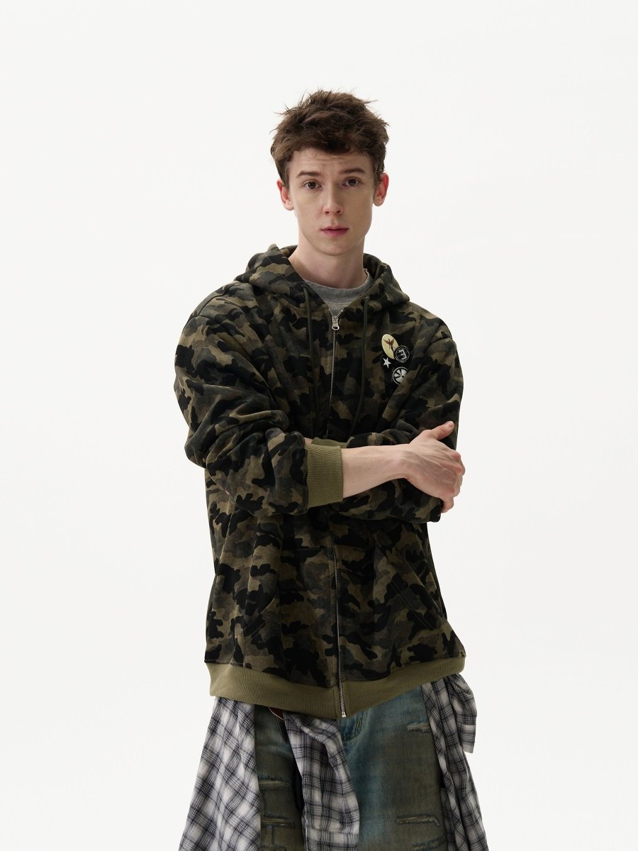 カモフラージュ柄・ジップアップフーディー OR4600 – 韓国メンズ