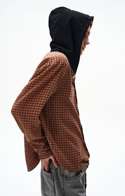 コントラストフード・チェック柄シャツ OR4606 - 韓国メンズファッション通販 - ORUN - 