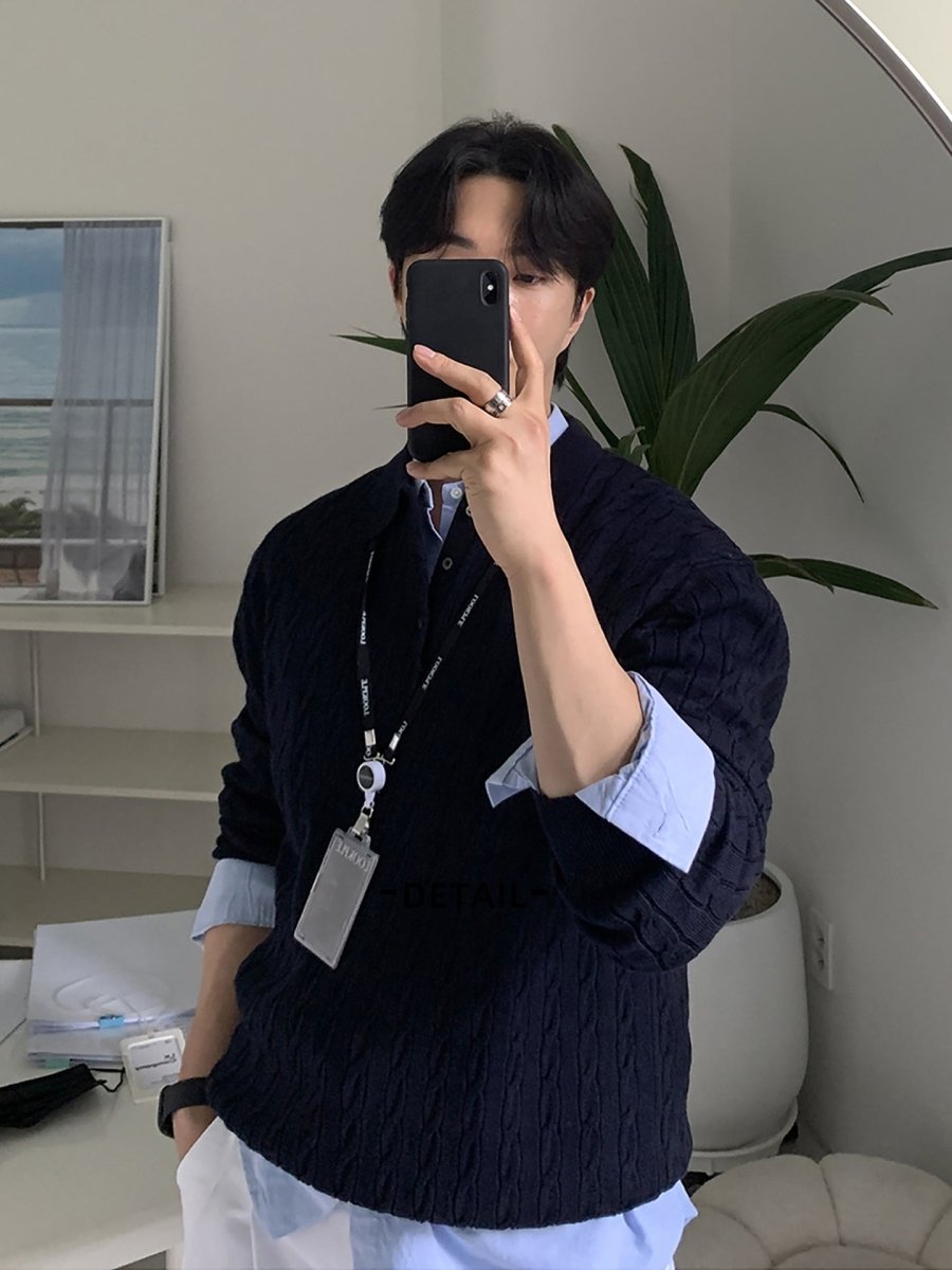 ケーブル編みニットポロシャツ OR4678 – 韓国メンズファッション通販