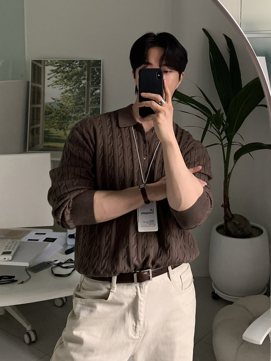 ケーブル編みニットポロシャツ OR4678 – 韓国メンズファッション通販