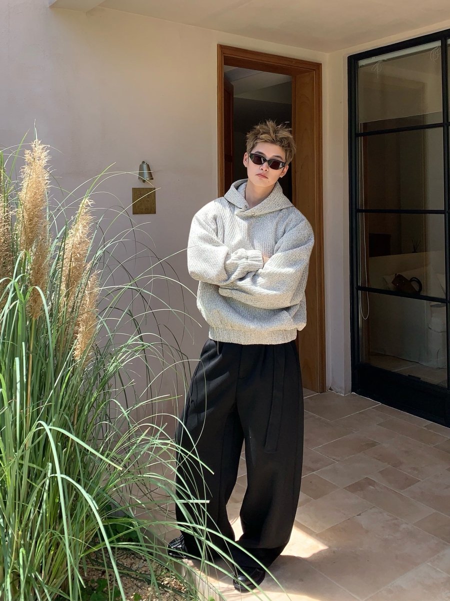 ソレーヌグレーニットフーディパーカー OR4711 – 韓国メンズ