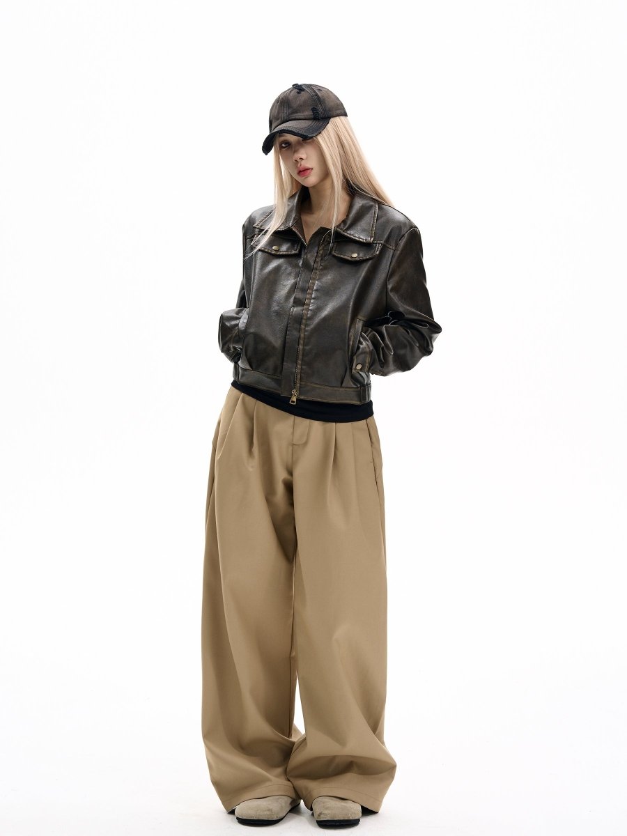 ヴィンテージレザーショートジャケット OR4716 – 韓国メンズ